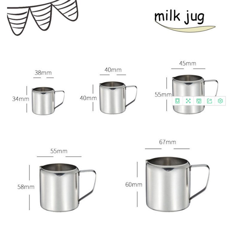 4YANG European Style Flower Milk Cup Multi-standard Stainless Steel Coffee Machine Sumas Milk Cup Milk Tank Milk Pot Coffe Tools