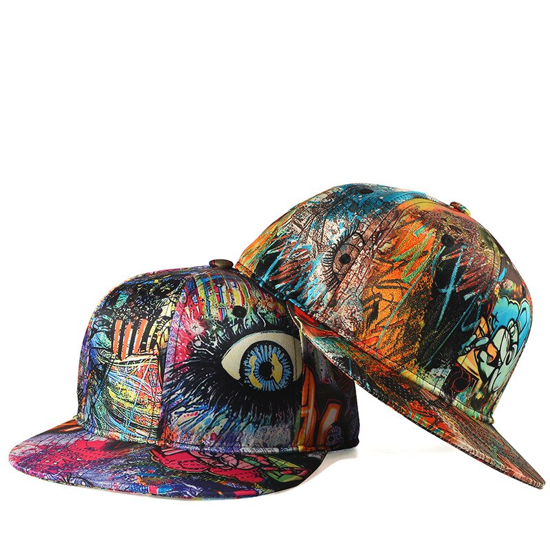 Chapeau Hip hop à bord plat avec graffiti 3D pour femme et homme, casquette de baseball, seau à motif de dessin animé, panama