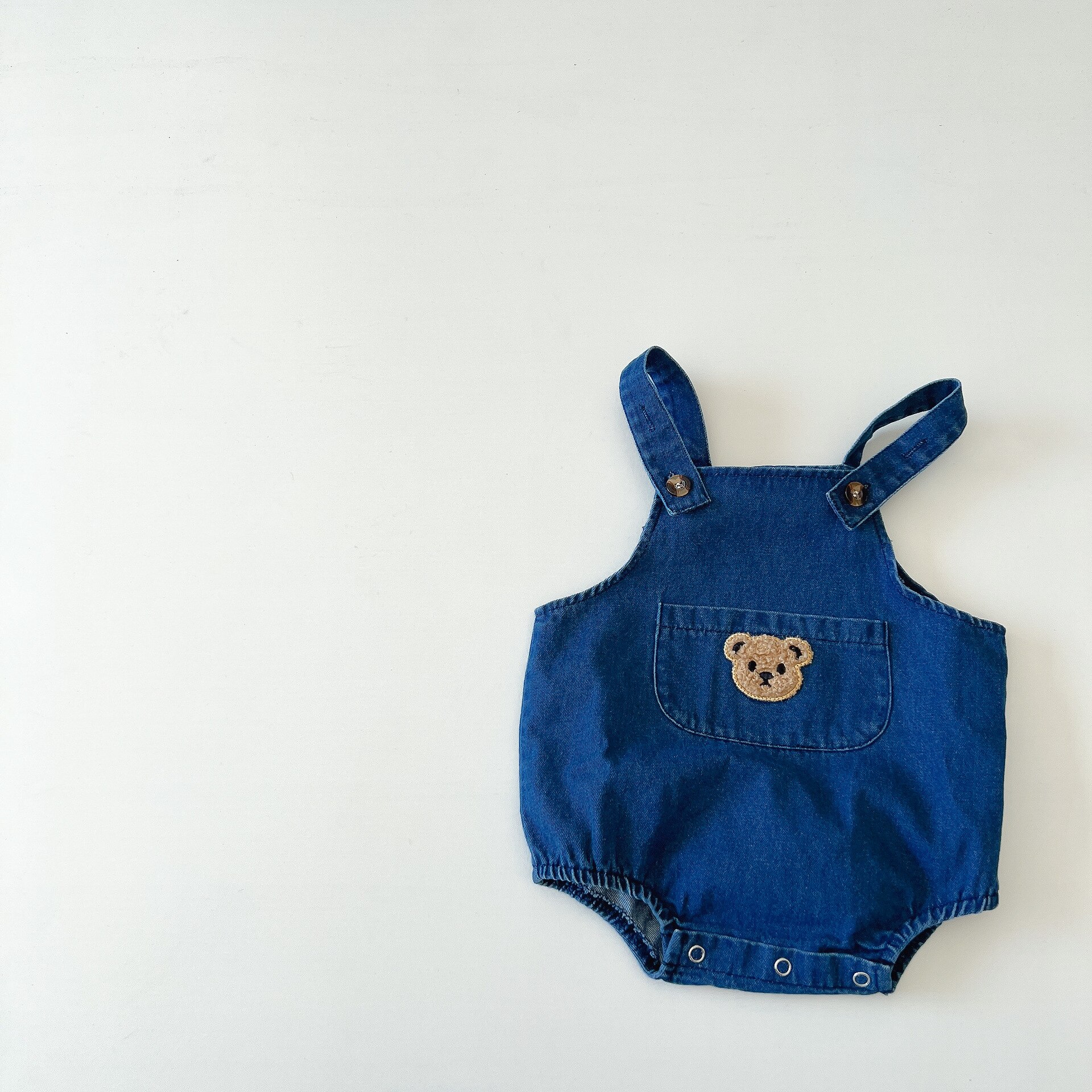 1225B Babykleertjes Beer Cowboy Riem Broek Lente Zomer 2022 Koreaanse Baby Boy Gestreepte Korte Mouw T-shirt Of Riem romper: blue strap romper / 80 for 1y