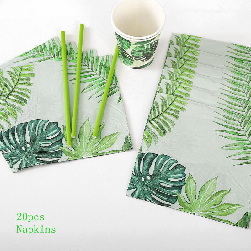 10pc Forest Plants Disposable Tableware Hyphosis Napkins Plates Tropic Hawaiian One 1st Happy Birthday Party Decor Kids Boy Girl: Light Grey