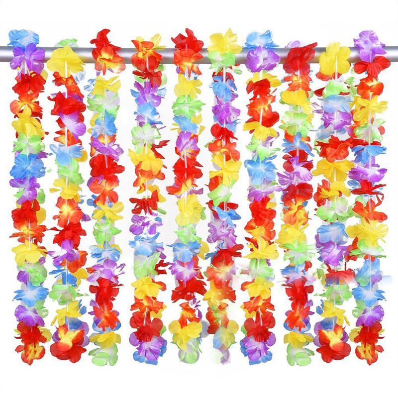 5 stk hawaii fest leis blomsterkrans guirlande hawaiiansk halskæde hawai blomster bondehus festindretning forsyninger guirlande dekoration
