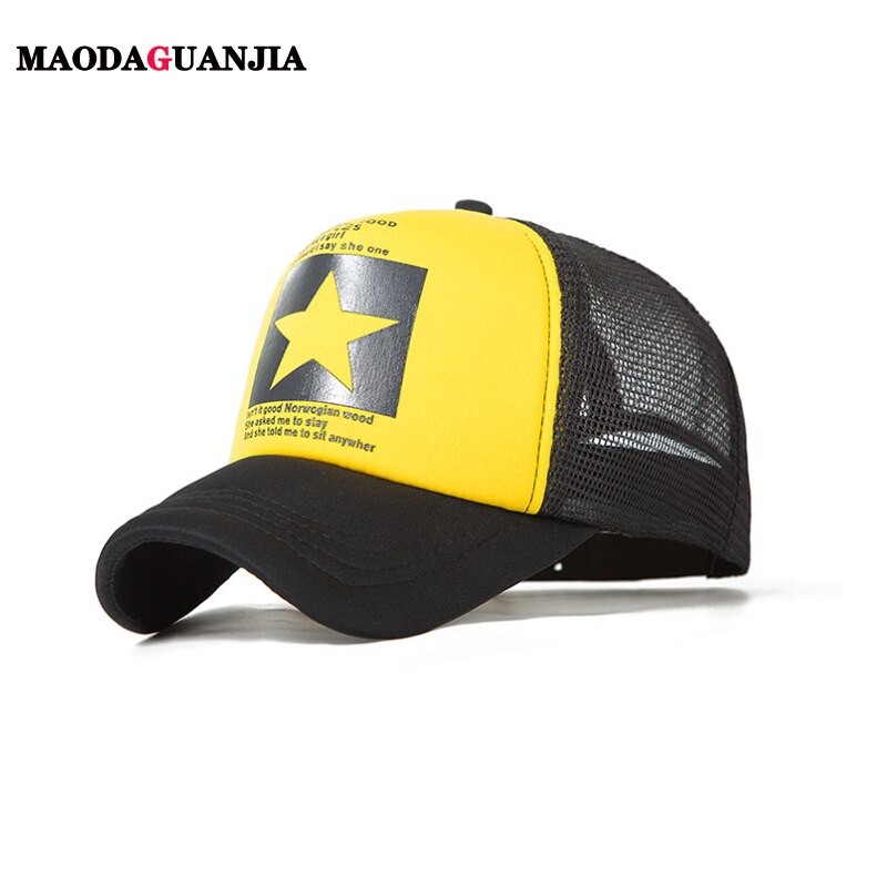 Five Star Pattern Baseball Cap Women Outdoor Baseball Hat Breathable Men Women Summer Mesh Caps Snapback Gorras