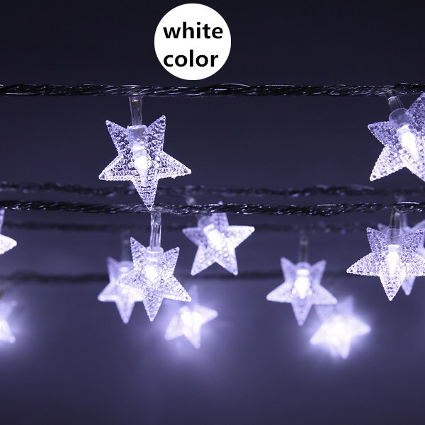 Fairy Lights 3AA Battery Powered Star Shaped Theme LED String 2M 5M 10M Christmas Wedding Decoration Party Lighting: White / 10m 100led