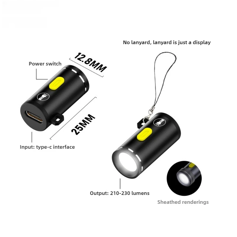 Compacte Type C Power-zaklamp Mini draagbaar LED-licht Kleine LED-zaklampen voor buitenverlichting Fietsen Kamperen en wandelen: Rood