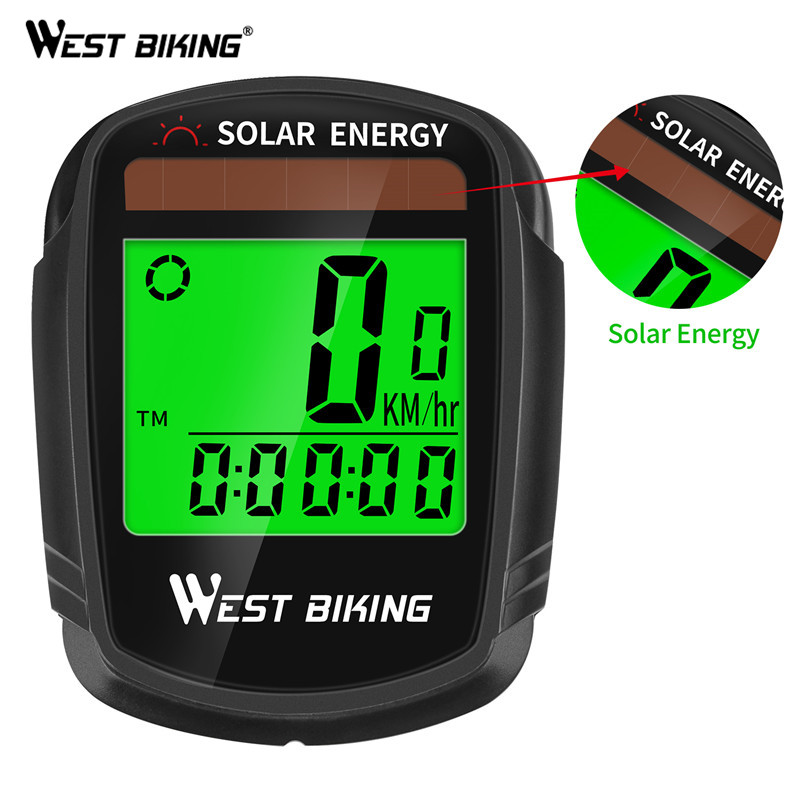 WEST BIKING Wireless Bike Computer Solar Power Waterproof Cycling Odometer Stopwatch Road MTB Bicycle Computer Bike Speedometer