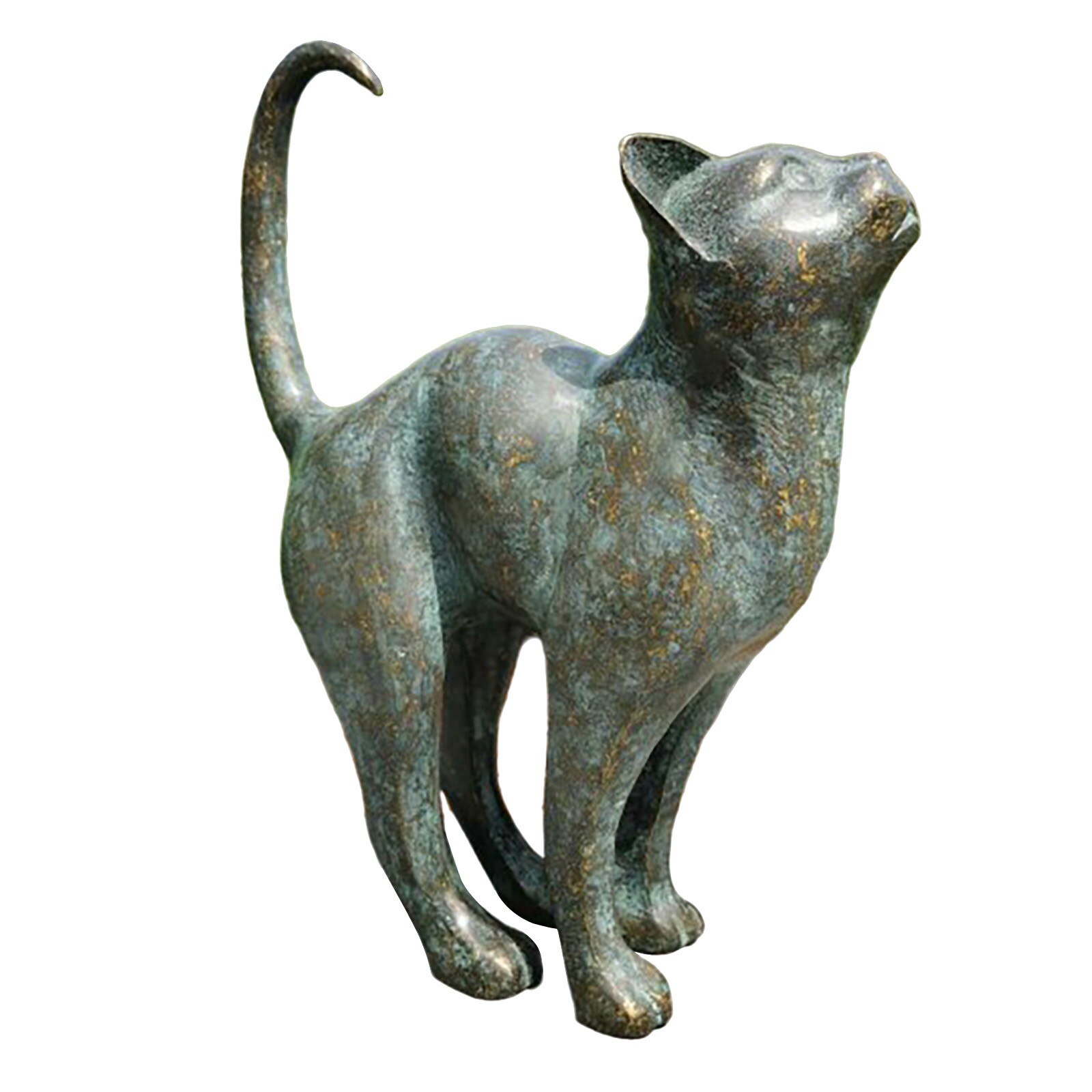 Mooie Kat Standbeeld Met Afgeronde Back Tuin Decor, Ornament Outdoor Decoratie Tuin Decoratie Outdoor Home Decor 2022: Default Title