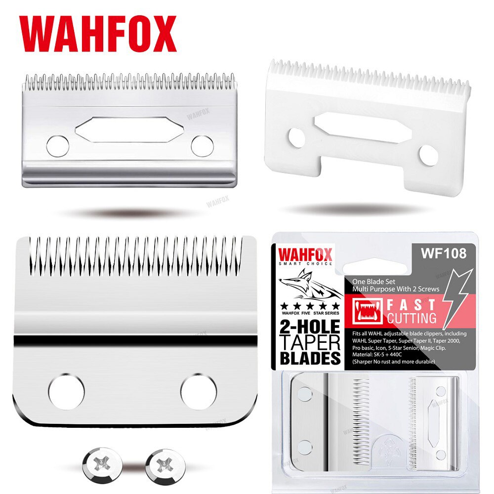 WAHFOX Blade For Barber Hair Clipper For WAHL Clipper 2-Hole Replacement Blades With Ceramic Blade