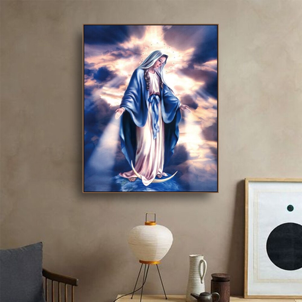 Virgin Mary Decoratie Canvas Schilderij Kalligrafie Wall Art Print Home Decor Canvas Muur Foto 'S voor Woonkamer Kerk