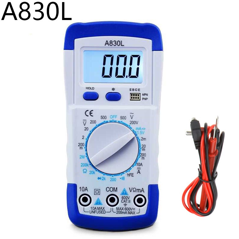 Digital Multimeter M1 A830L Portable Multimeters Handheld Tester Intelligent Digital Multimetro With Test Lead Lcd Display: 1