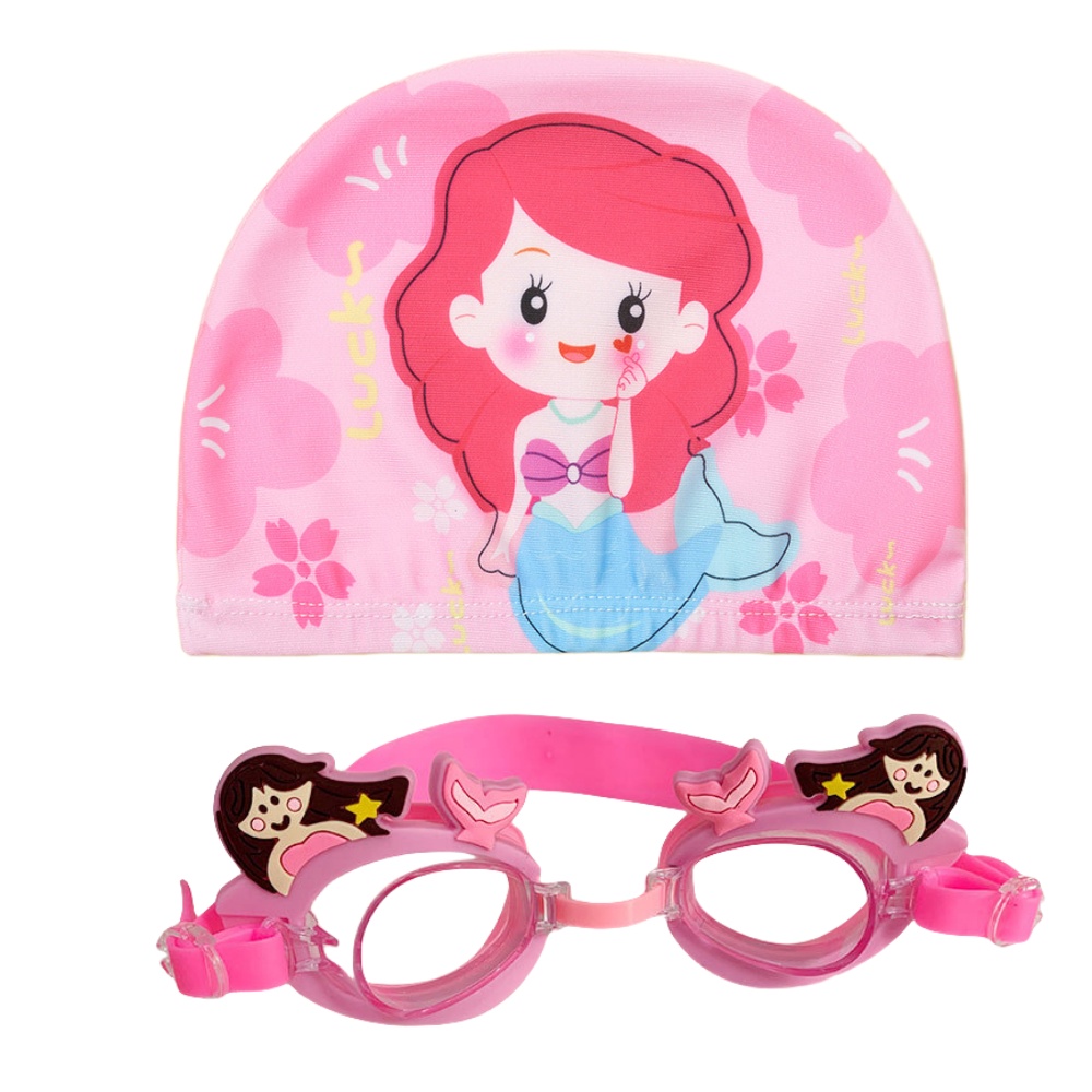 Children's Cartoon Swimming Goggles Small Frame Waterproof Anti-fog Boys Girls Swimming Glasses Swimming Cap Diving Equipment: green