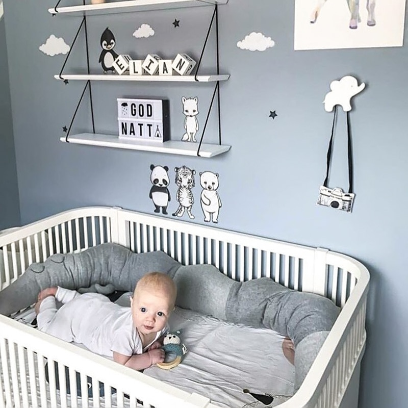 185Cm Pasgeboren Baby Bed Bumper Kinderen Krokodil Kussen Bumper Baby Wieg Hek Katoen Kussen Kinderkamer Beddengoed Decoratie