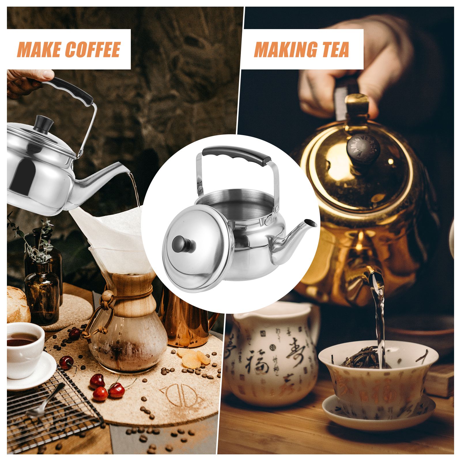 Stainless Steel Water Kettle Outdoor Teapot Ant-scald Handle Tea Kettle