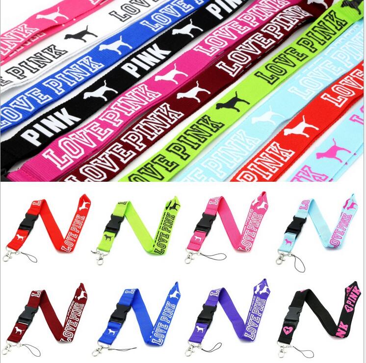 Telefoon Lanyard Bandjes Sport Multicolor Voor Sleutels Chain Id Kaarten Houder Afneembare Gesp 2.5Cm Roze Hart Lanyards