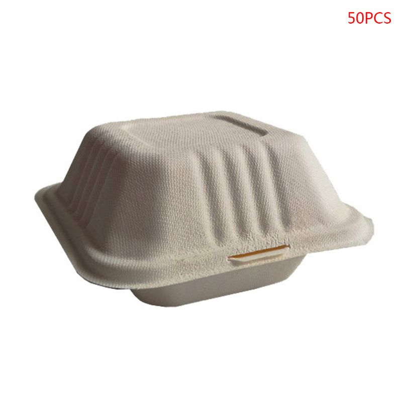 50Pcs/bag Disposable Takeout Food Containers Degradable Cake Hamburger Holder 50JD