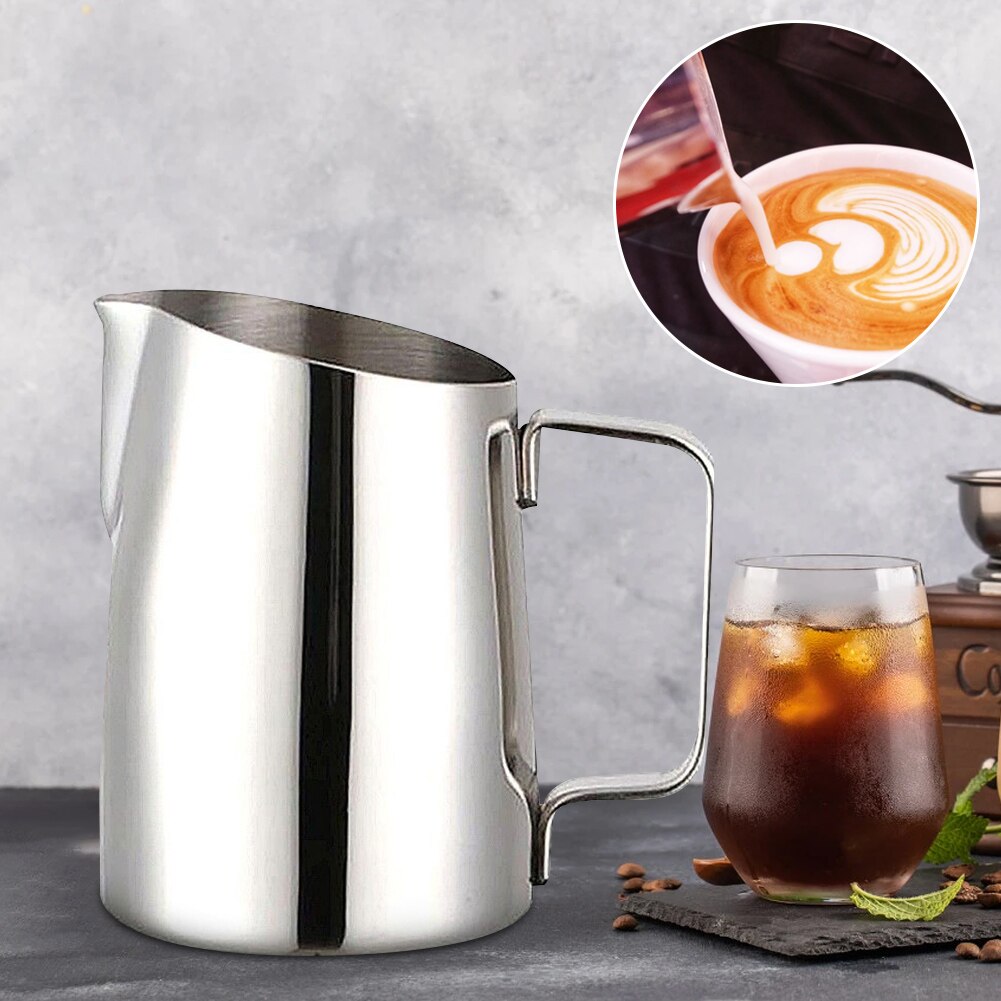 400ml Milch Aufschäumen Krug Edelstahl Milchaufschäumer Tasse mit Griff für Kaffee puccino Latte Kunst Barista Dampf Krüge