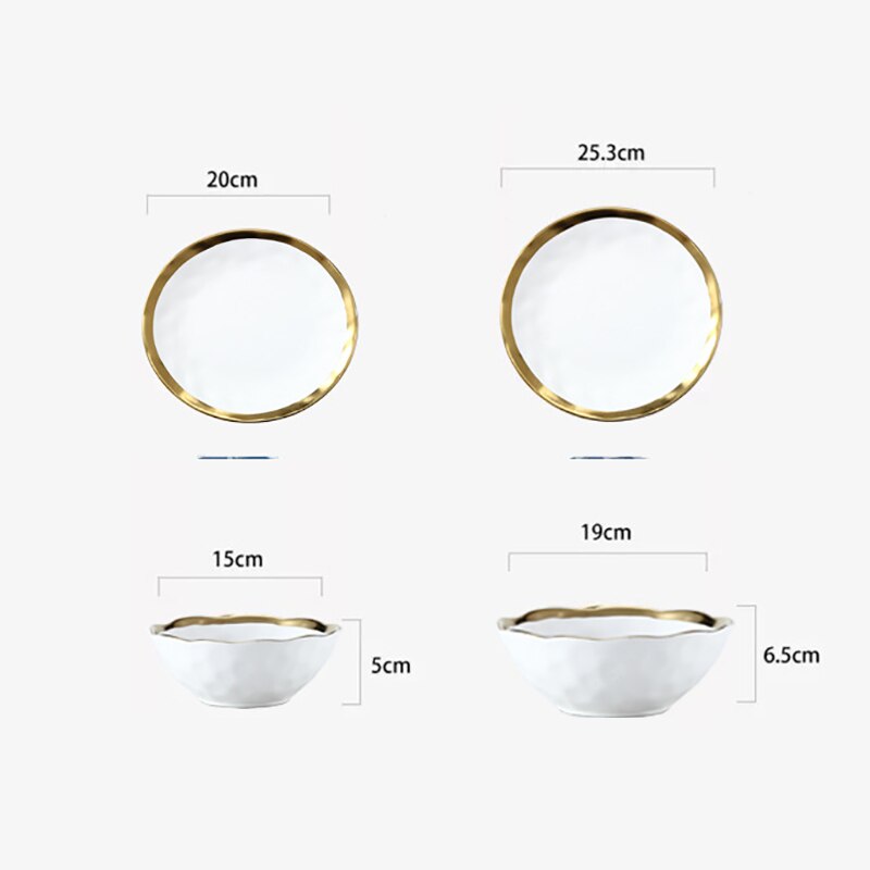 Luxury Gilded Western Food Steak Pasta Plate Household 10-inches Fruit Salad Dessert Dessert Plate Restaurant Tableware