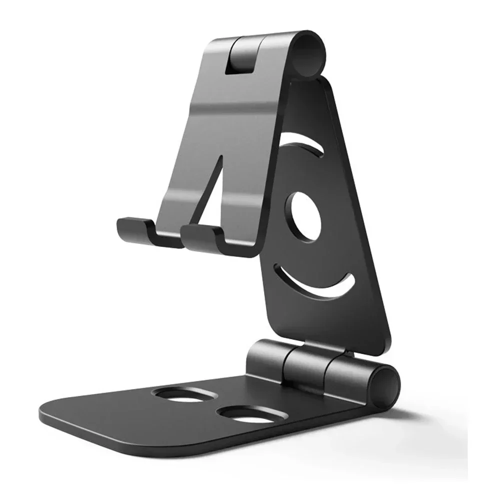 Folding Cell Phone Stand Fully Adjustable Foldable Mobile Phone Holder Cradle Dock Compatible with iPhone 15 14 13 12 Pro Max Xs: black