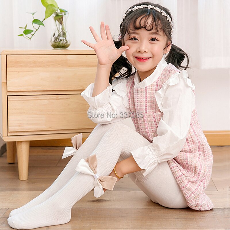 Collant colorati in cotone con fiocco grande per bambina collant per neonato autunno inverno collant lavorati a maglia a strisce principessa carino per bambini bambini