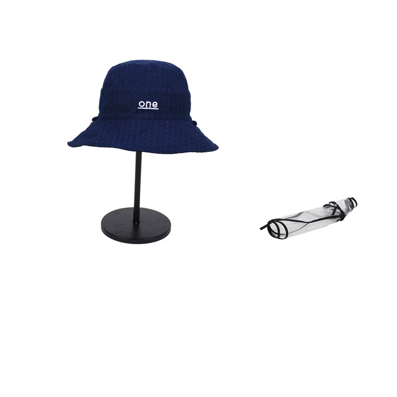 Anti Saliva Anti gotitas impermeable a prueba de viento letra de impresión Seguridad al aire libre protector transparente protector para todo el rostro Fishingman sombreros gorras: Navy Blue