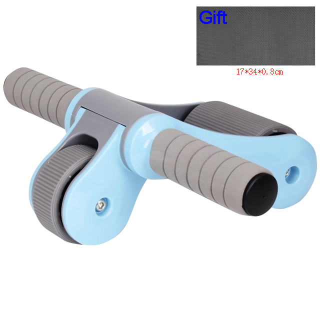 Detachable Fold ABS Double Wheels Ab Rollers Home Mute Women Slim Fitness Gym Coaster Belly Muscle Exercise Strength Training: Blue