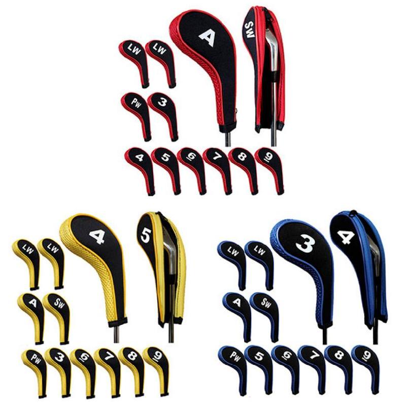 12 Pcs Golf Club Head Iron Covers Zippered Neoprene Protective Portable Durable Tool 19ing