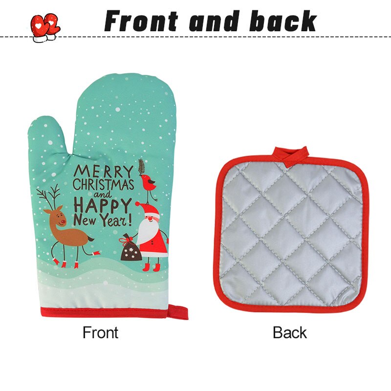 Gants anti-brûlure en coton pour micro-ondes, fournitures de cuisine, maniques anti-brûlure, décor de fête de noël à la maison, 2 pièces/ensemble