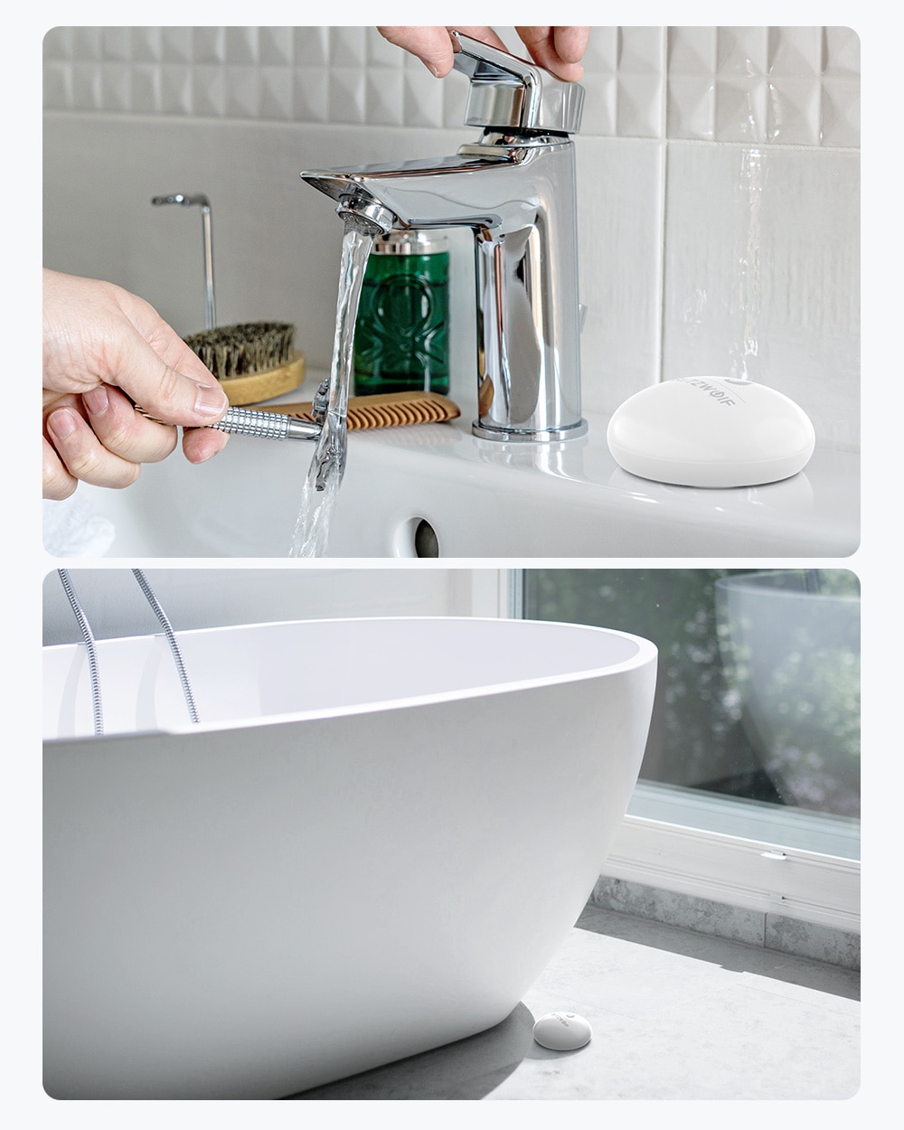 Blitzwolf Smart Home Zigbee Waterlek Sensor Smart Flood Detector Alarm Detecteren Real-Time App Alert Kennisgeving IP64 Waterdicht