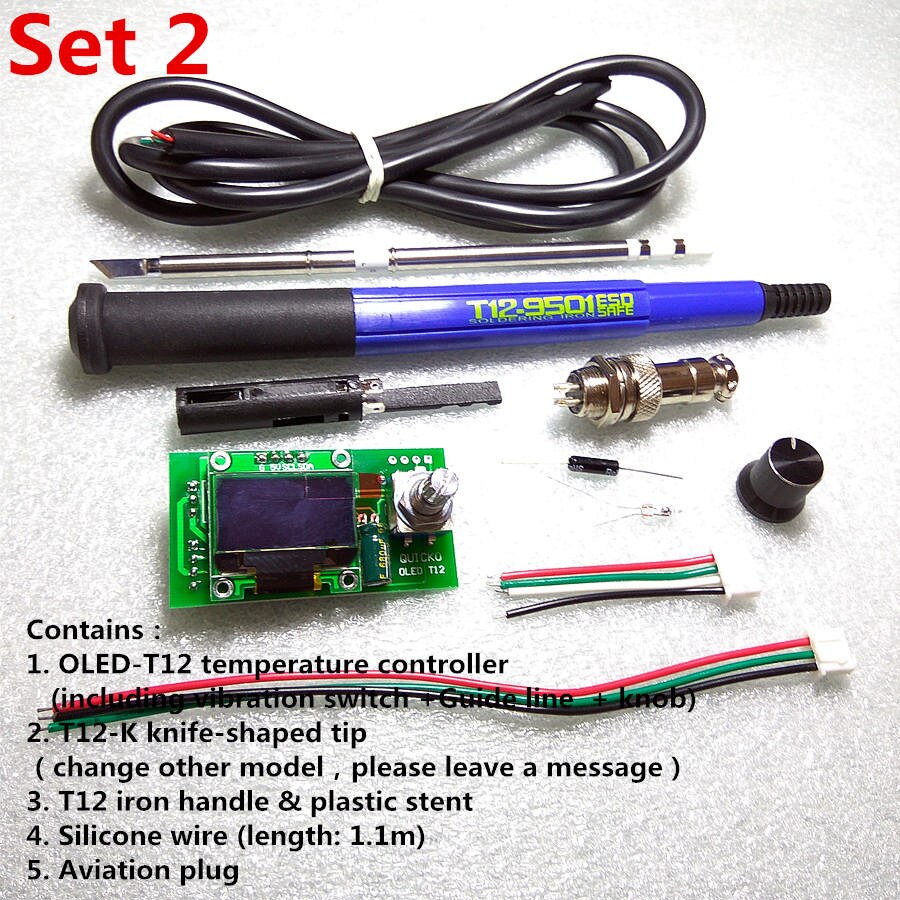QUICKO T12 STC-OLED Station de soudage fer bricolage pièces kits T12-952 régulateur de température numérique fer à souder avec boîtier en métal: Set 2