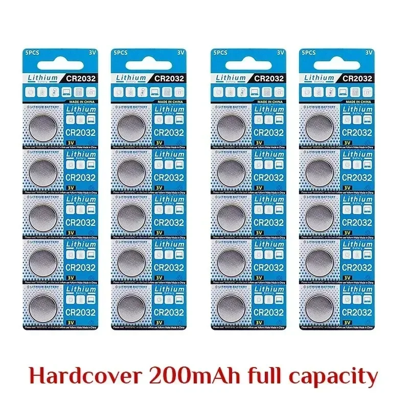200mAh CR2032 CR 2032 DL2032 ECR2032 3V Lithium Battery for Watch Toy Calculator Car Key Remote Control Button Coin Cells: black