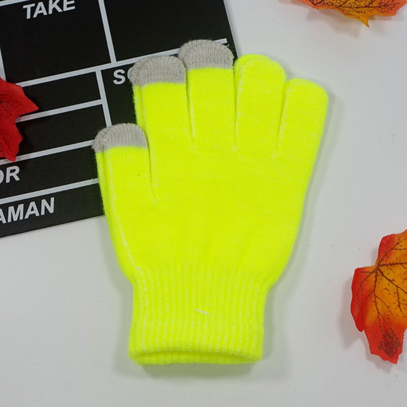 Warme touchscreen handschoenen voor mannen en vrouwen wijzen op koude en antivries monochrome gebreide handschoenen  b51: Citroengeel