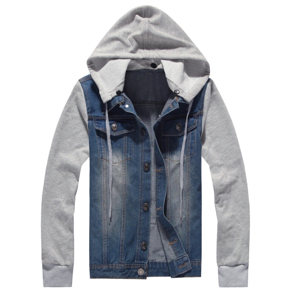 Chaqueta vaquera informal para Hombre, Cazadora Bomber con capucha, de , a la , talla grande