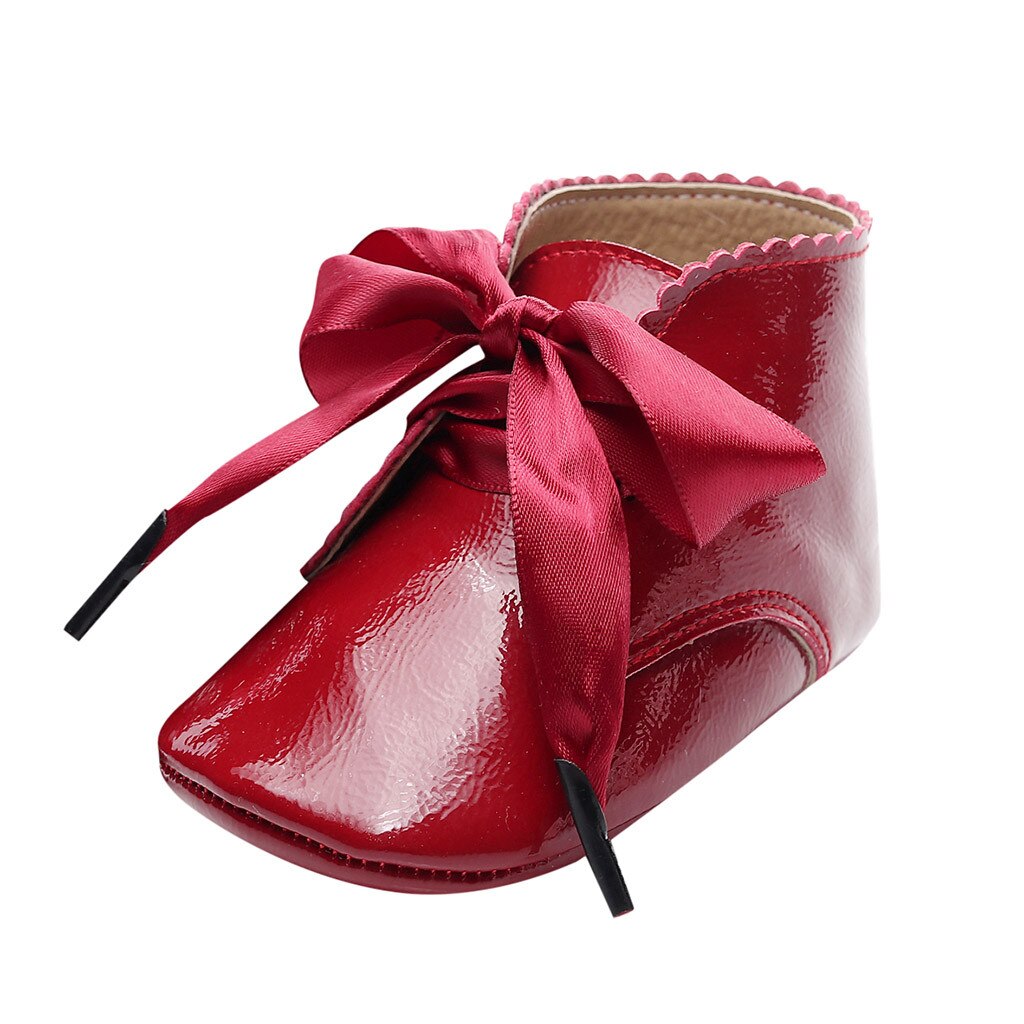 MUQGEW Lakleer Meisjes Prewalker Zachte Zool Lederen Baby Schoenen Laarzen Cartoon Schoenen Eerste Wandelaars Schoenen Booties Py4: Rood / 6.5