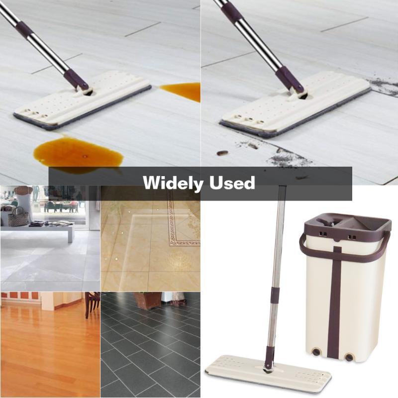 Flat Squeeze Floor Cleaning Mop with Bucket Hand-Free Wringing Mop Wet Dry Usage Automatic Spin Self Cleaning Mop Supply