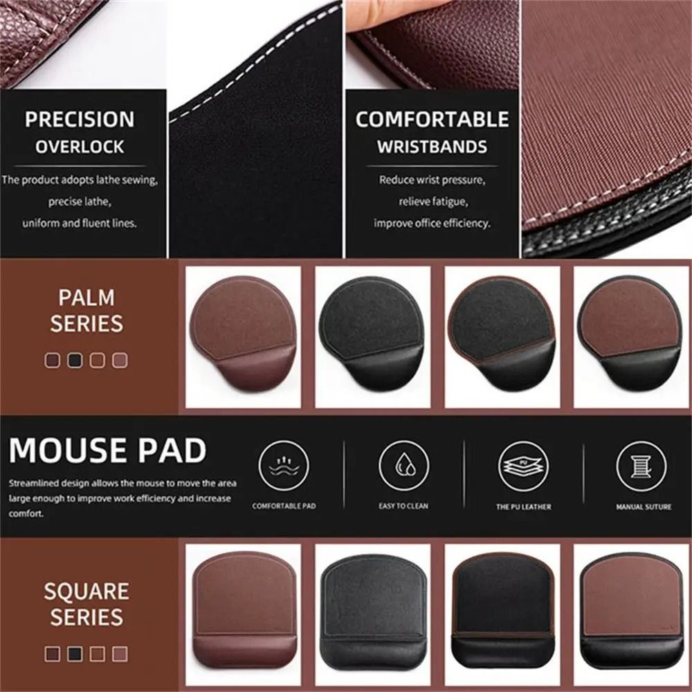 Anti-Slip Wrist Rest Mouse Pad Ergonomic Leather Hand Support Mouse Mat Soft Comfortable Accessories Office