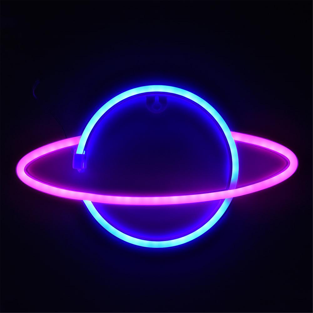 LED Neon Lamp Elliptical planet Shaped Sign Neon Light Battery Powered Home Decorative Wall Light Party Room Lighting: e