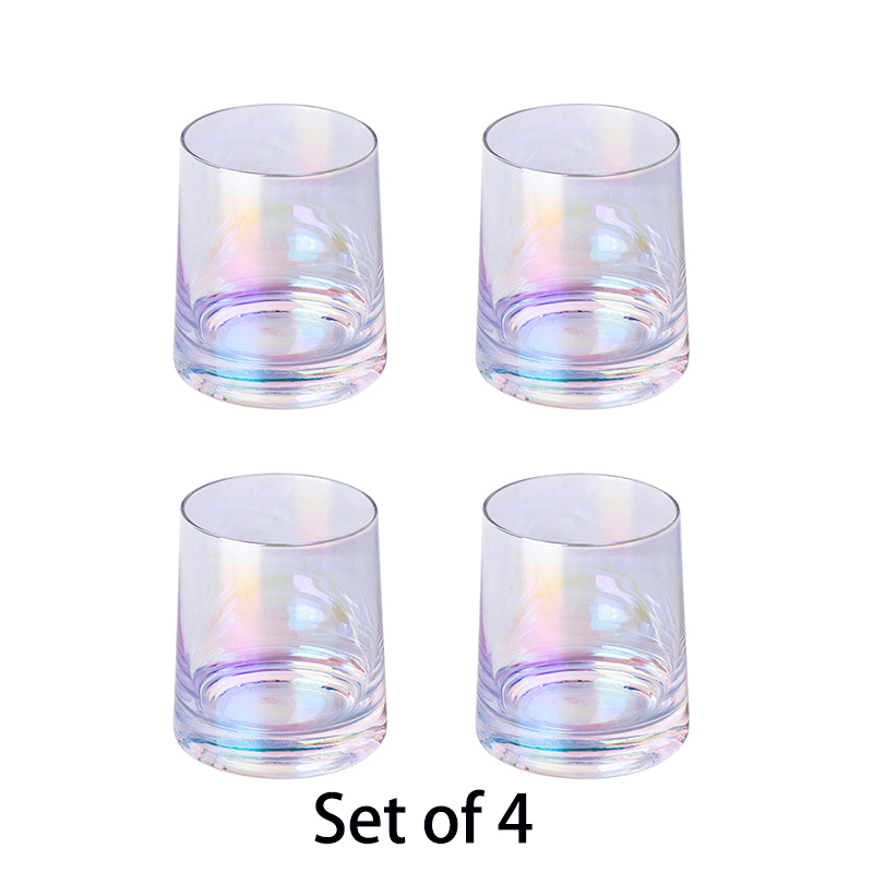 Juego de vasos de cristal nórdicos para el hogar, Juego de 2 o 4 vasos de cristal para beber vino, whisky y agua, sencillo, 4 Uds.: Rainbow Set of 4