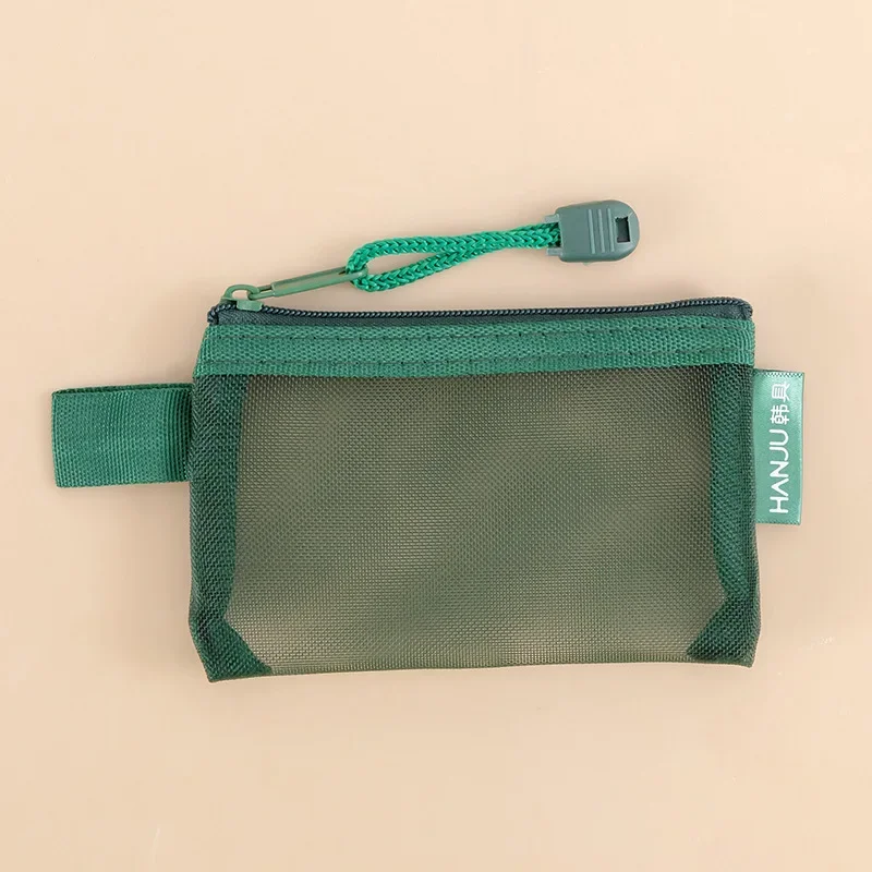 Transparent Mesh Zipper Coin Purse For Women ID Bank Card Organizer Pouch Small Girl Key Earphone Data Cable Charger Storage Bag: Brown