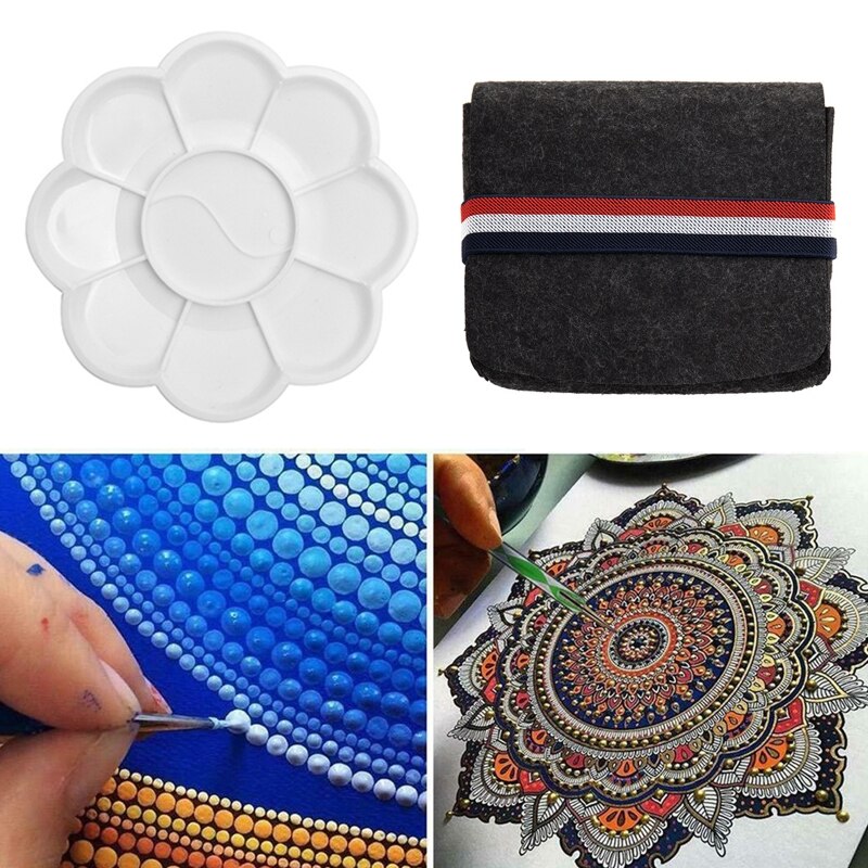 32pcs/set Mandala Dotting Tools Kit for Painting Rock Stone Acrylic Stick Stencil Template Drill Pen Palette Carry Bag