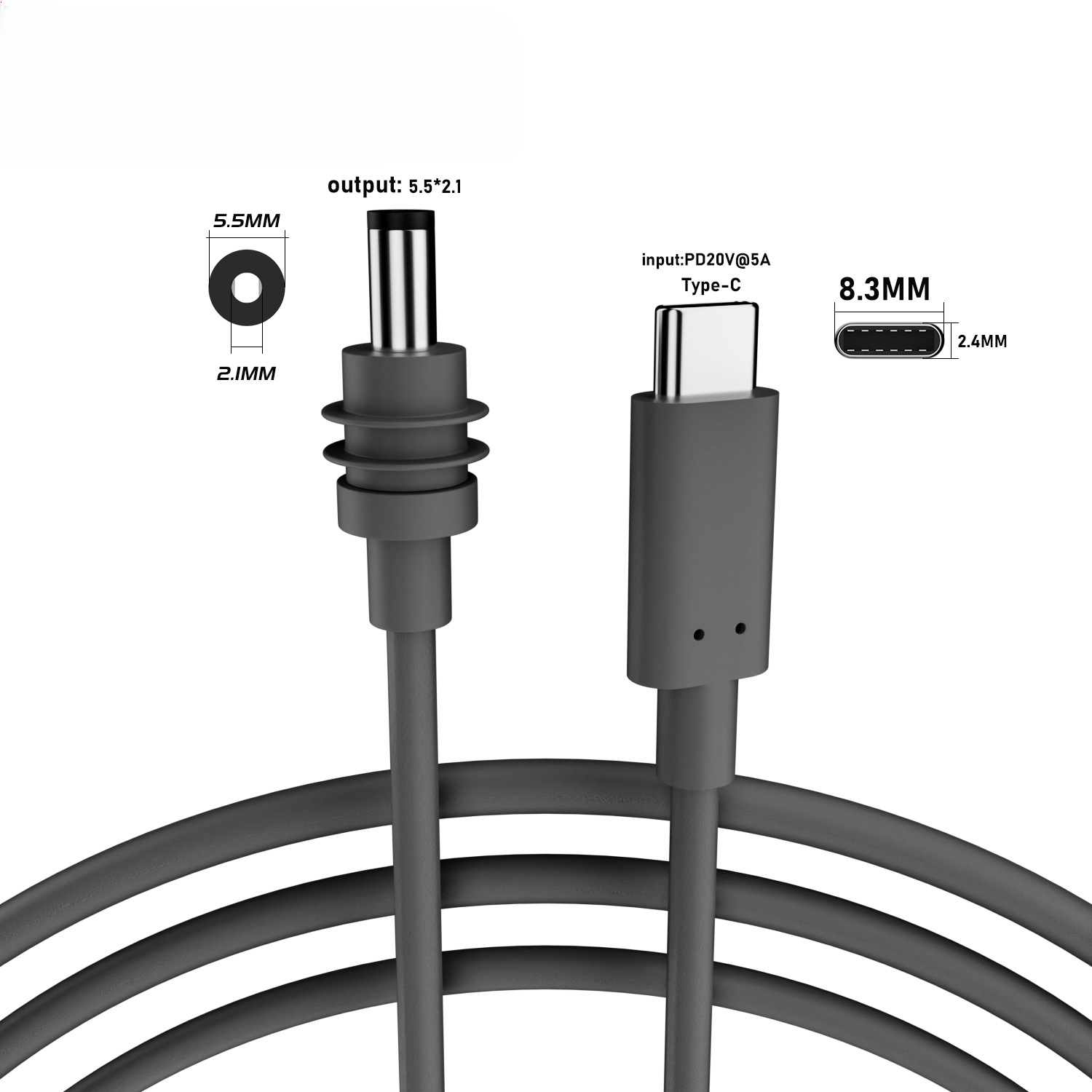 Cabo de alimentação usb-c para carregamento rápido dc/dc para carregamento rápido do starlink mini, 20v prova d'água, para uso externo 2/3/5/10m cabo de alimentação para starlink mini.: Branco / Plugue americano