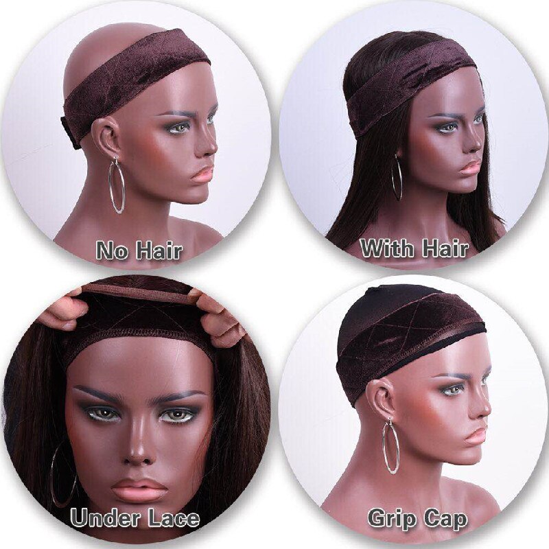 Wig Elastic Velvet Hair Band，Female Hair Band Making Wig Cap，Grip Headband,Adjust，Black Beige Brown Dark Brown Skin Tone