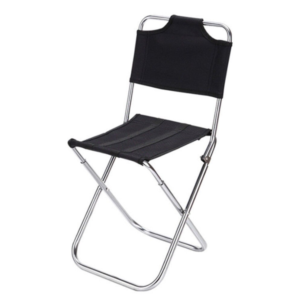 Utomhus hopfällbar aluminium stål stol fiskestol hopfällbara stolar camping picknick strand resa bärbar: Svart
