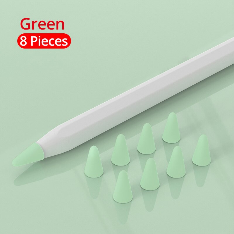 PZOZ 8szt Futerał Ochronny Silikonowy do Apple Pencil 1 & 2 - Pokrowiec na Rysik: Zielony