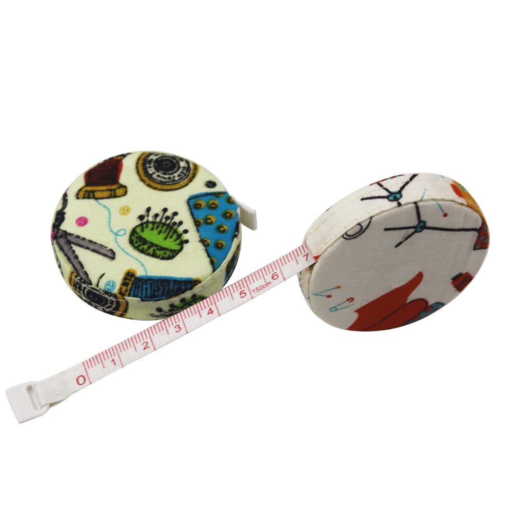 1.5m/60in Retractable Soft Flat Measuring Ruler Sewing Tailor Tape Measure Fabric Covered Sewing Tools