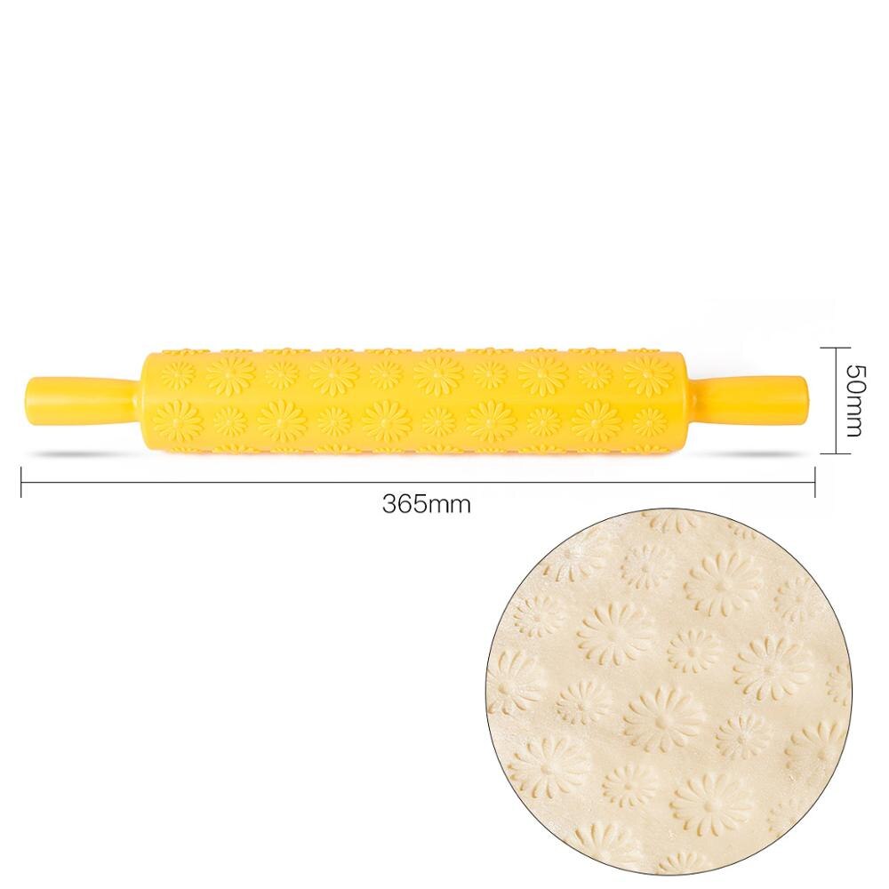 Pastic Non-stick Fondant Rolling Pin Embossing Cake Deeg Roller Decorating Cake Roller Ambachten DIY Bakken Keuken Gereedschap: 13