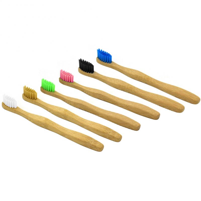 Escova de dentes macia de bambu natural dos miúdos do carvão de bambu escova de dentes macia do cuidado dental eco escova oral amigável: 6pcs