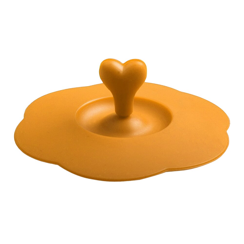! återanvändbar säker silikon hjärthandtag anti-damm kaffemugg glas kopp lock lock lock: Orange