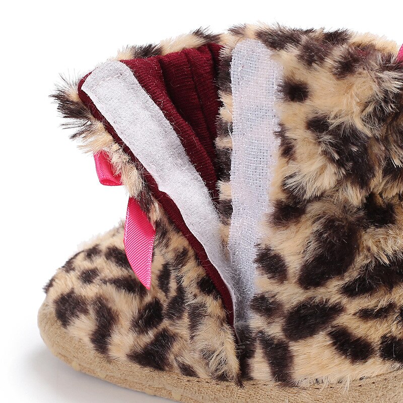 Dogeek 0-1 Jaar Oude Winter Warm Vrouwelijke Baby Schoenen Luipaard Patroon En Pluche Snowboots Zachte Zool Baby schoenen Baby Schoenen