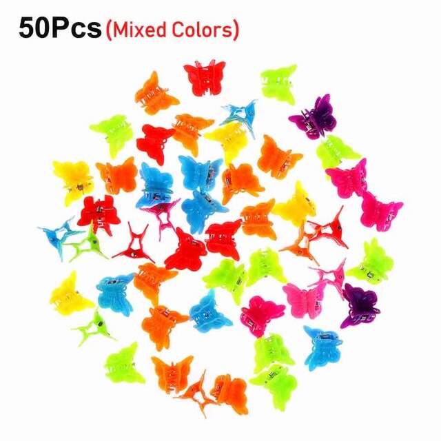 /Meisjes Gemengde Kleur Vlinder Haar Clips Grip Klauw Haarspeldjes Mini Klemmen Jaw Haarspeld Hoofdtooi Haar Styling Accessoires Tool: 50pc  Butterfly