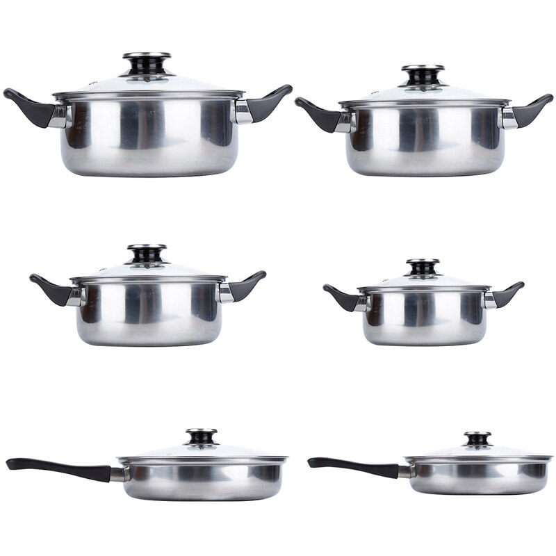 6 Stks/set Roestvrij Staal Kookgerei Keukengerei Koken Theepot Servies Ketel Pot Koekenpan Voorraad Pot Keuken Accessoires Hwc