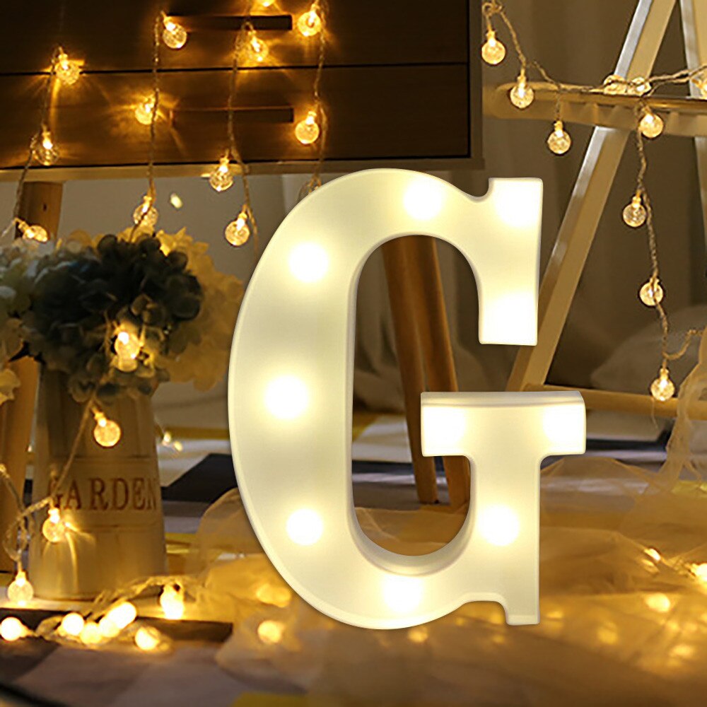 Soft warm glow wall hung or free standing Alphabet Letter Lights LED Light Up White Plastic Letters Standing Hanging A-M &: G